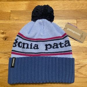 Patagonia Powder Town Beanie Kids' NWT Beluga/Park Stripe Knit One Size